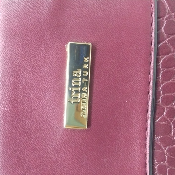 TRINA TURK BURGUNDY EMBOSSED TOTE OR SHOULDER BAG - Picture 2 of 12